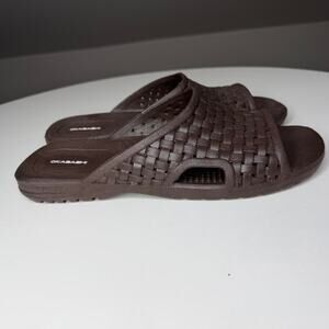 Okabashi Brown Woven Comfort Slide Sandals Ortho Summer‎ Mens